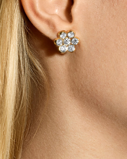 Fiore Diamond & Yellow Gold Earrings - Large