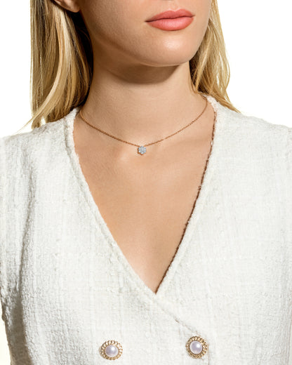 Flower Diamond & Rose Gold Pendant Necklace - Small