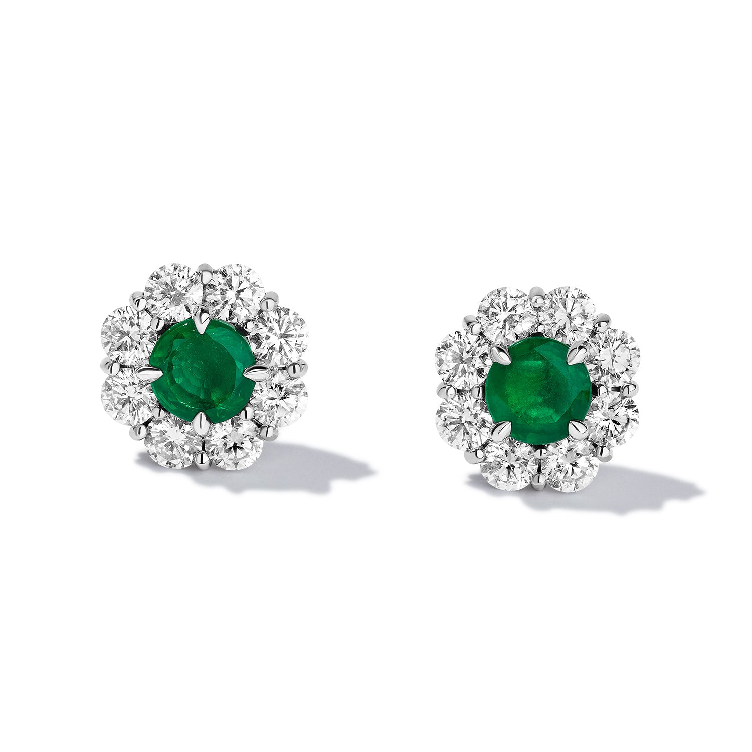 Emerald & Diamond Stud Earrings