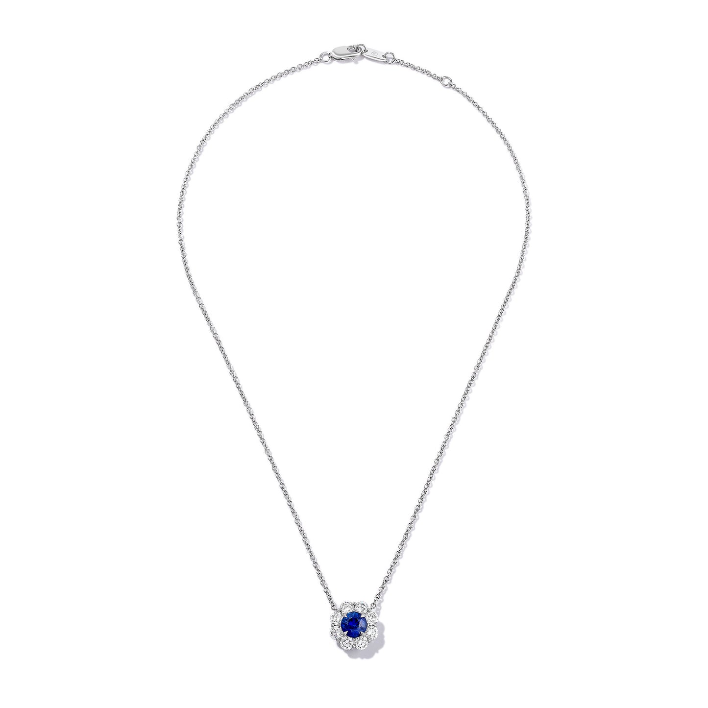 Cornflower Blue Sapphire & Diamond Pendant Necklace
