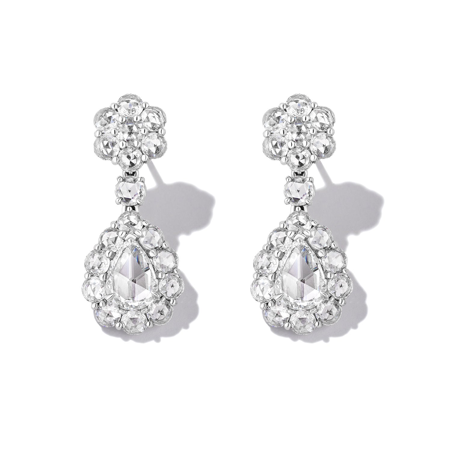 Rose-Cut Diamond Drop Earrings