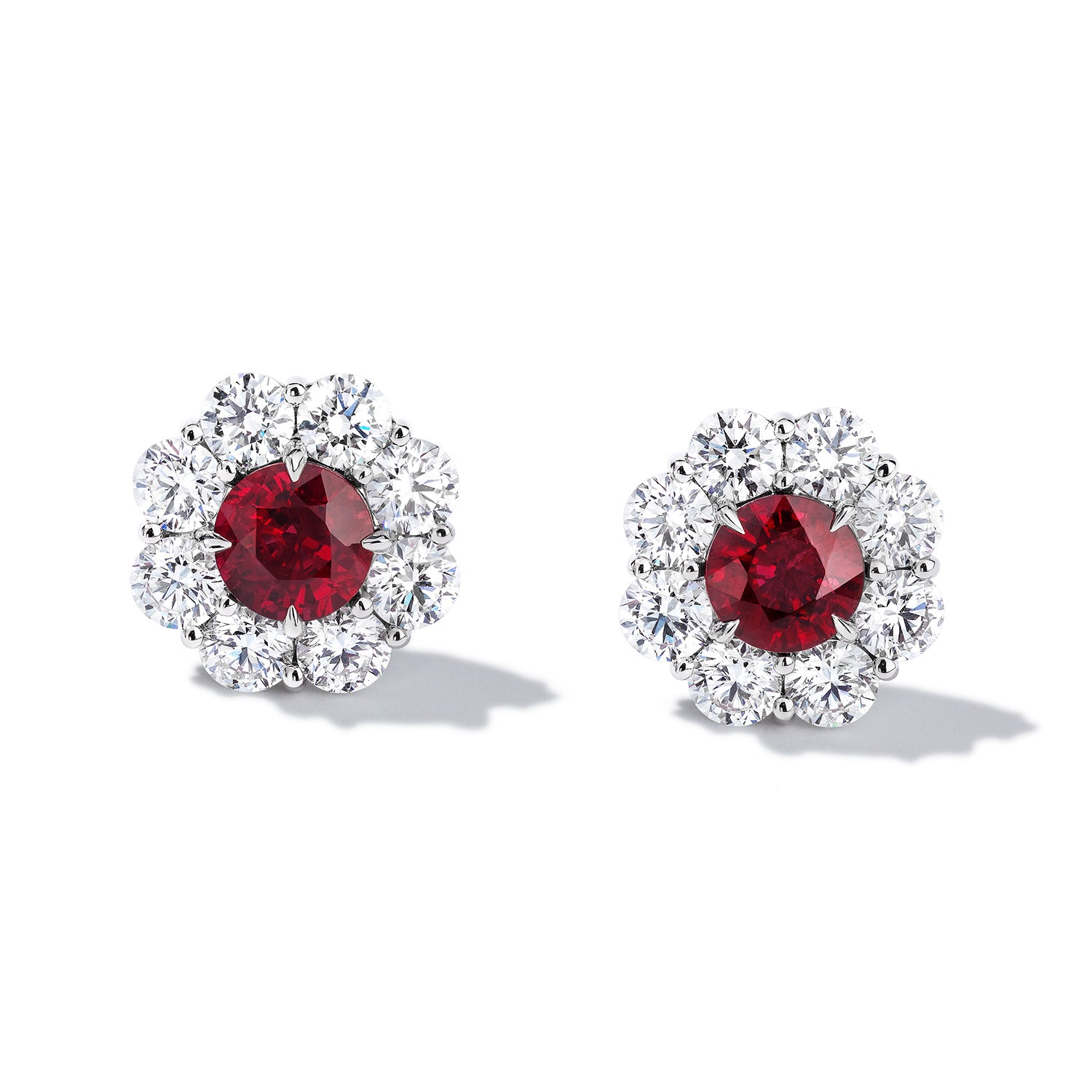 Pigeon's Blood Ruby & Diamond Stud Earrings