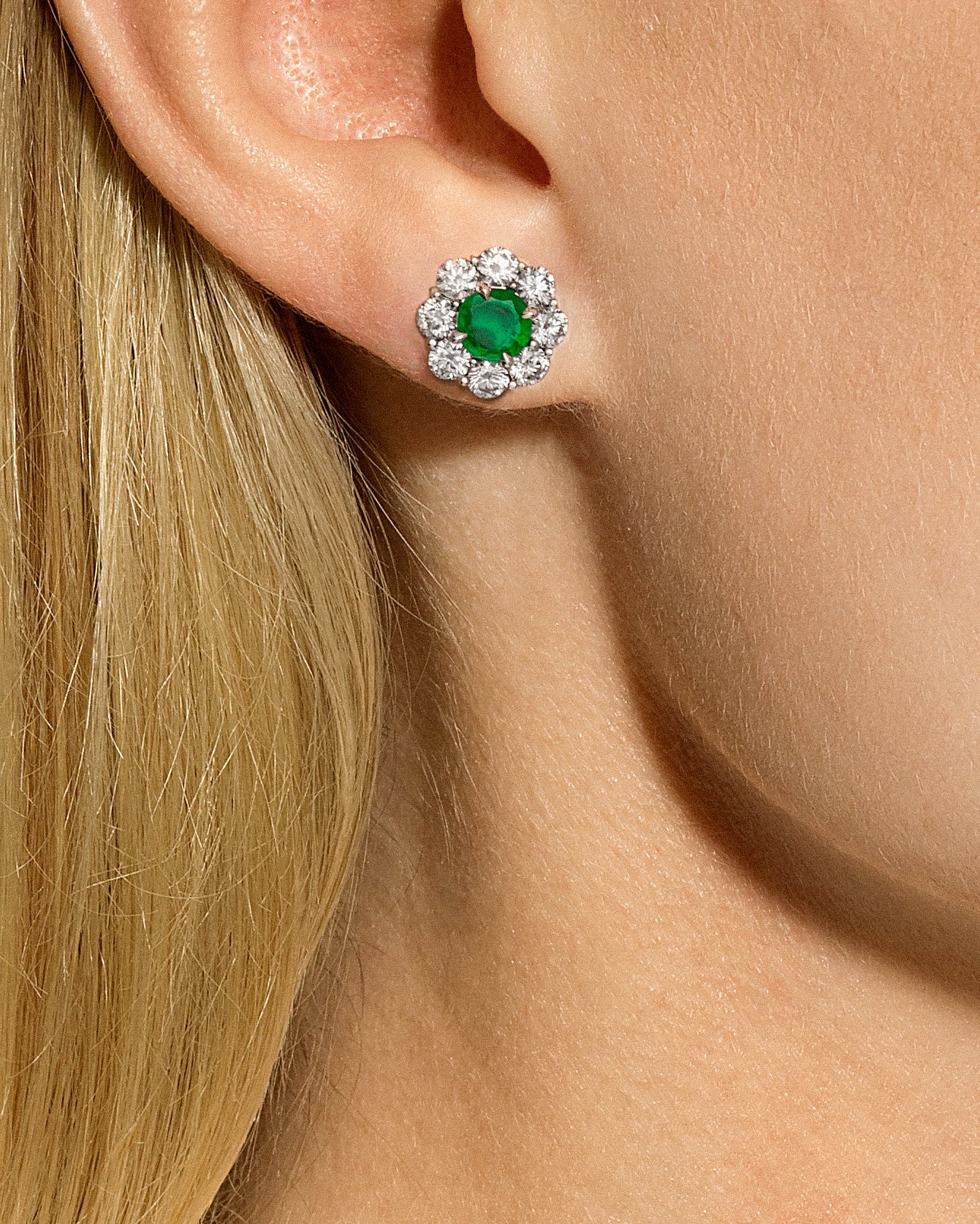 Emerald Diamond Stud Earrings – Bayco