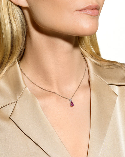 Pink Sapphire & Diamond Pendant Necklace