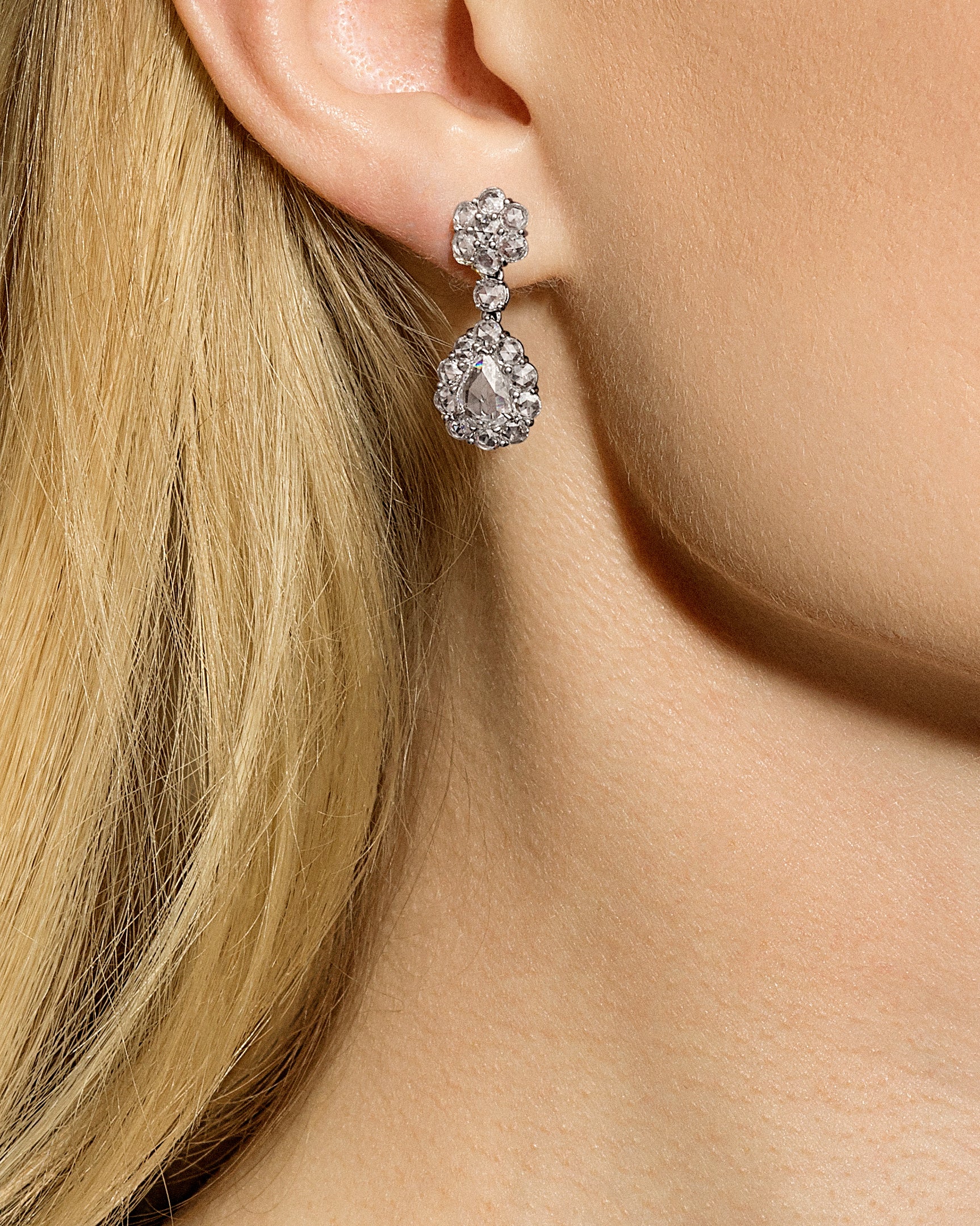 Rose cut diamond studs deals
