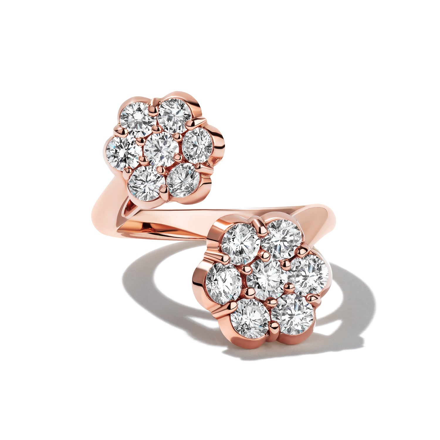 Flower Diamond & Rose Gold Bypass Ring