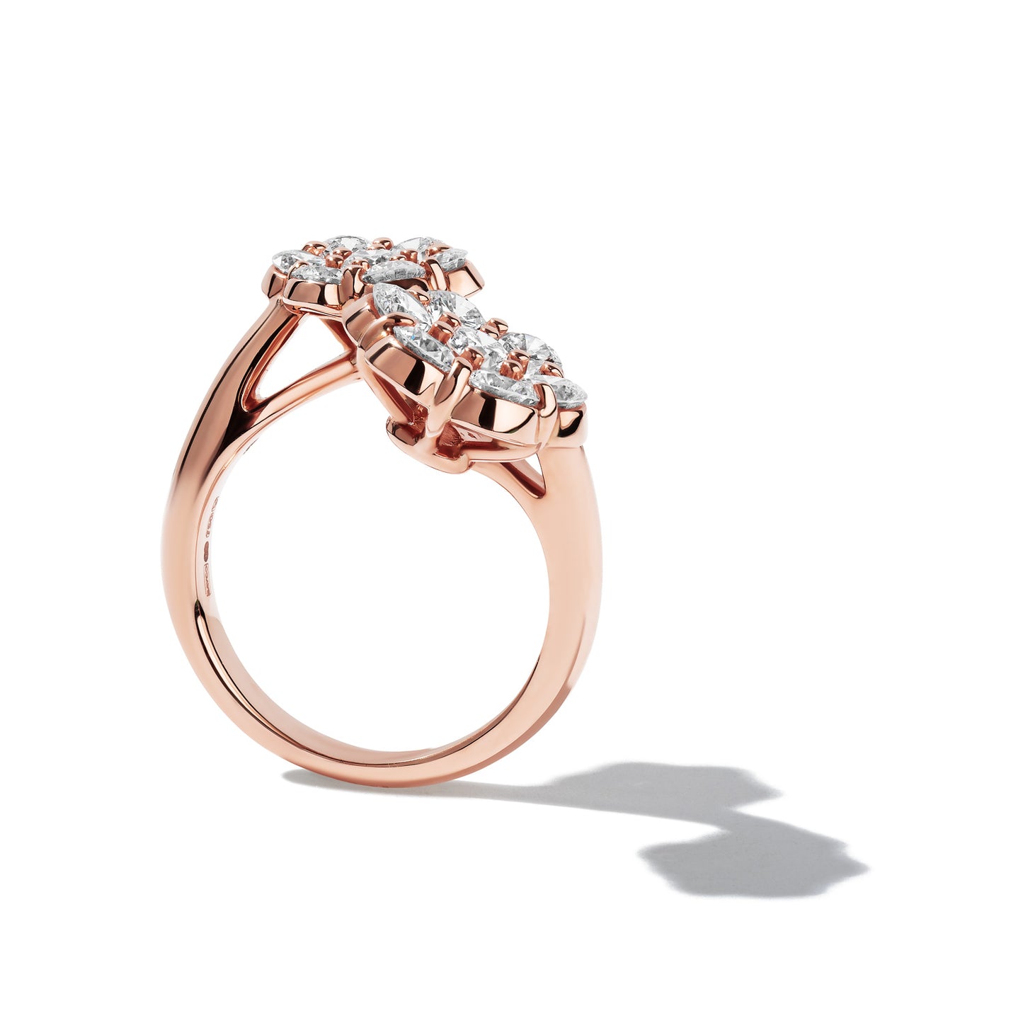 Flower Diamond & Rose Gold Bypass Ring
