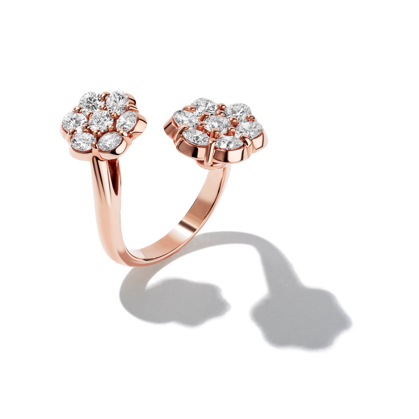 Flower Diamond & Rose Gold Bypass Ring