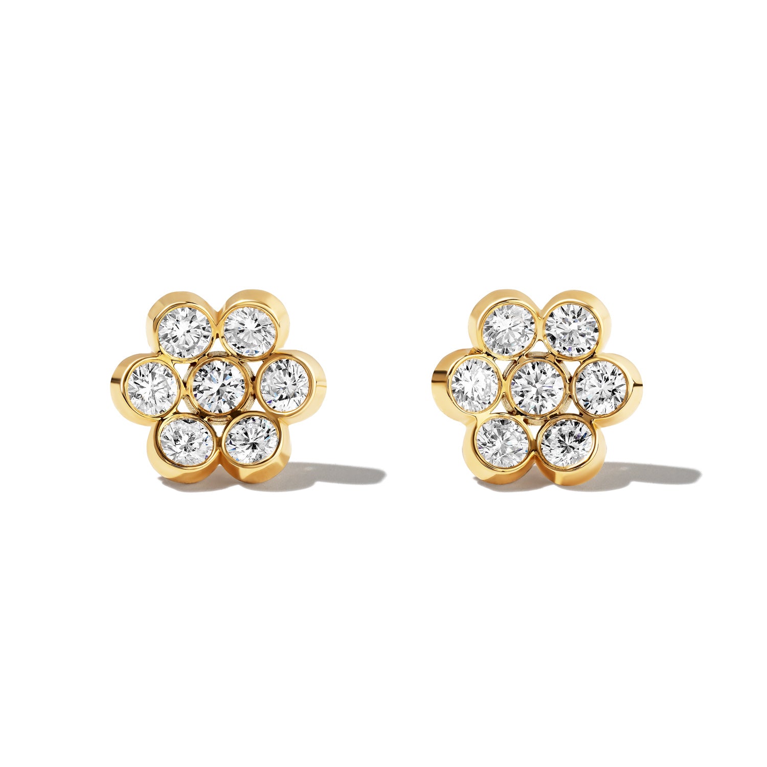 Fiore Diamond & Yellow Gold Earrings - Large