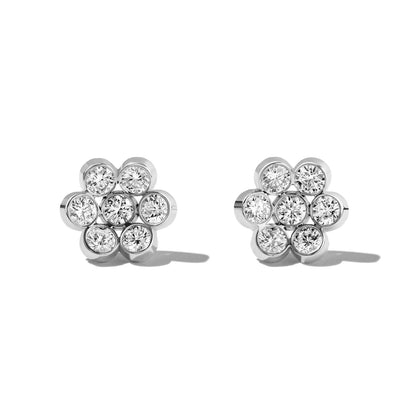 Fiore Diamond & Platinum Earrings - Medium