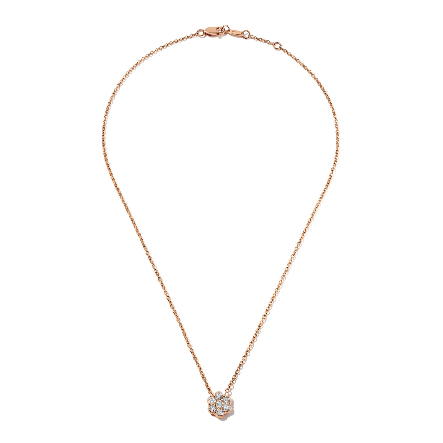 Flower Diamond & Rose Gold Pendant Necklace - Small