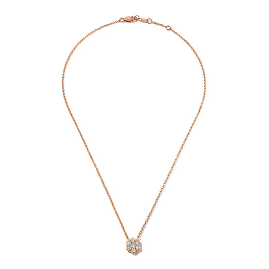 Flower Diamond & Rose Gold Pendant Necklace - Small