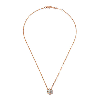 Flower Diamond & Rose Gold Pendant Necklace - Small