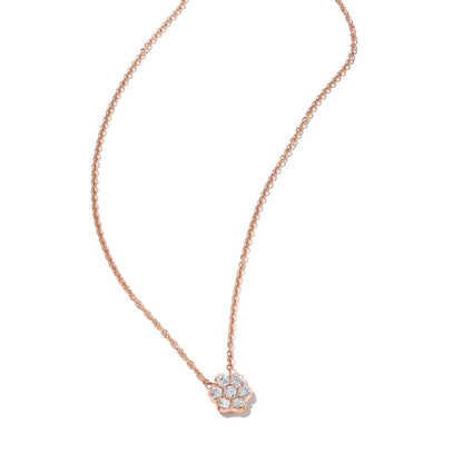 Flower Diamond & Rose Gold Pendant Necklace - Small