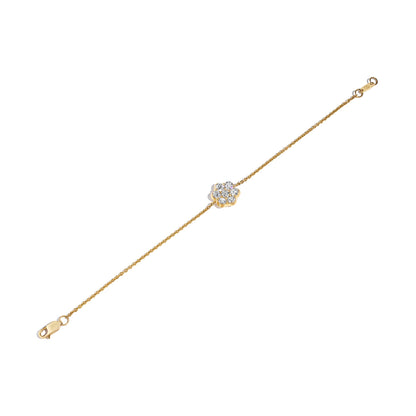 Flower Diamond & Yellow Gold Bracelet