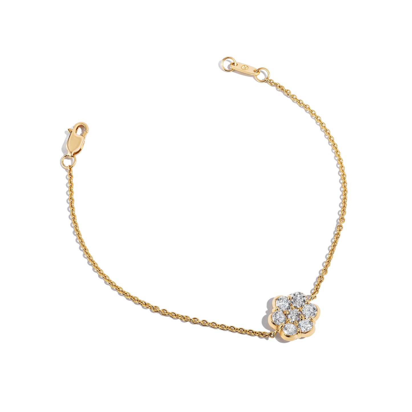 Flower Diamond & Yellow Gold Bracelet